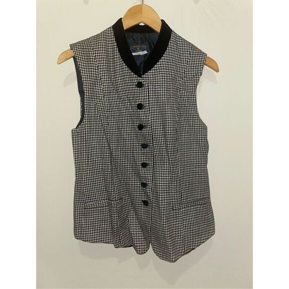 Charter Club Jackets & Blazers - Vintage charter club classic gingham black white sleeveless vest